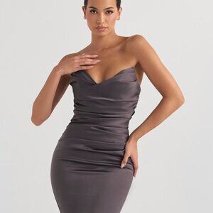 House of CB Fleur shadow satin strapless gown size M